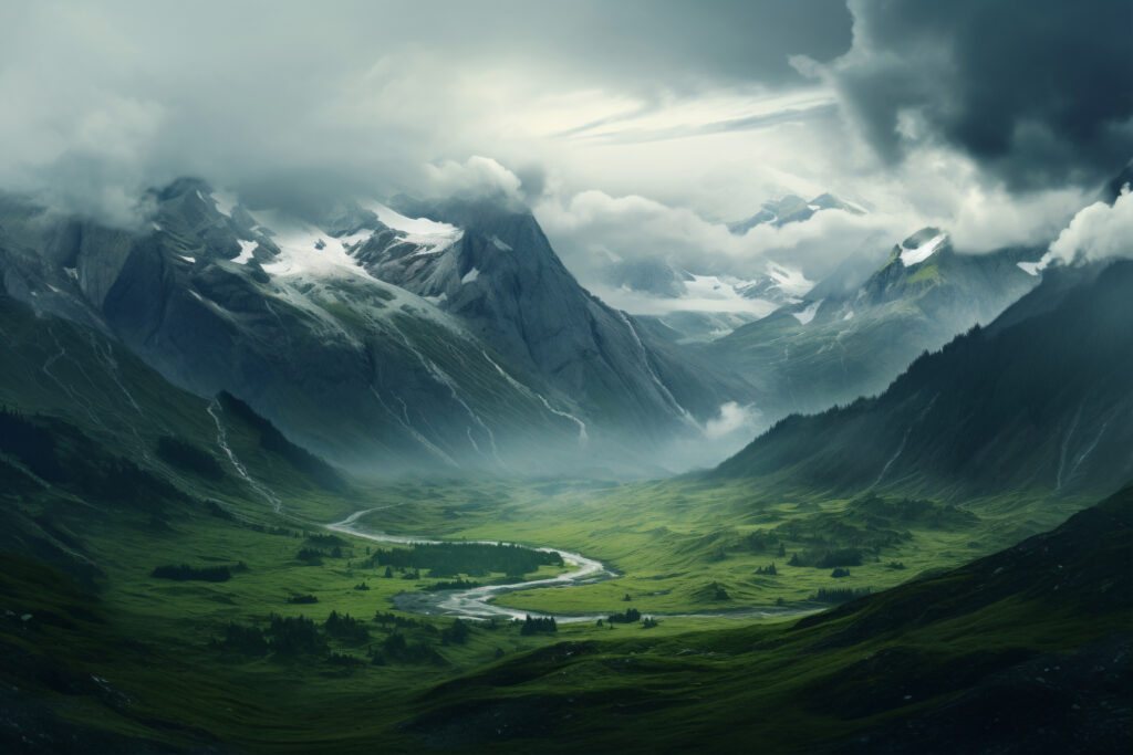 Monsoon greenery and cloudy Manali weather in July