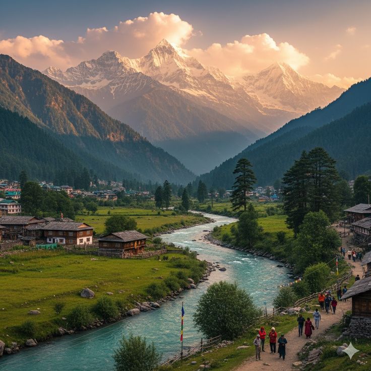 Beautiful sunset in Manali with pleasant weather